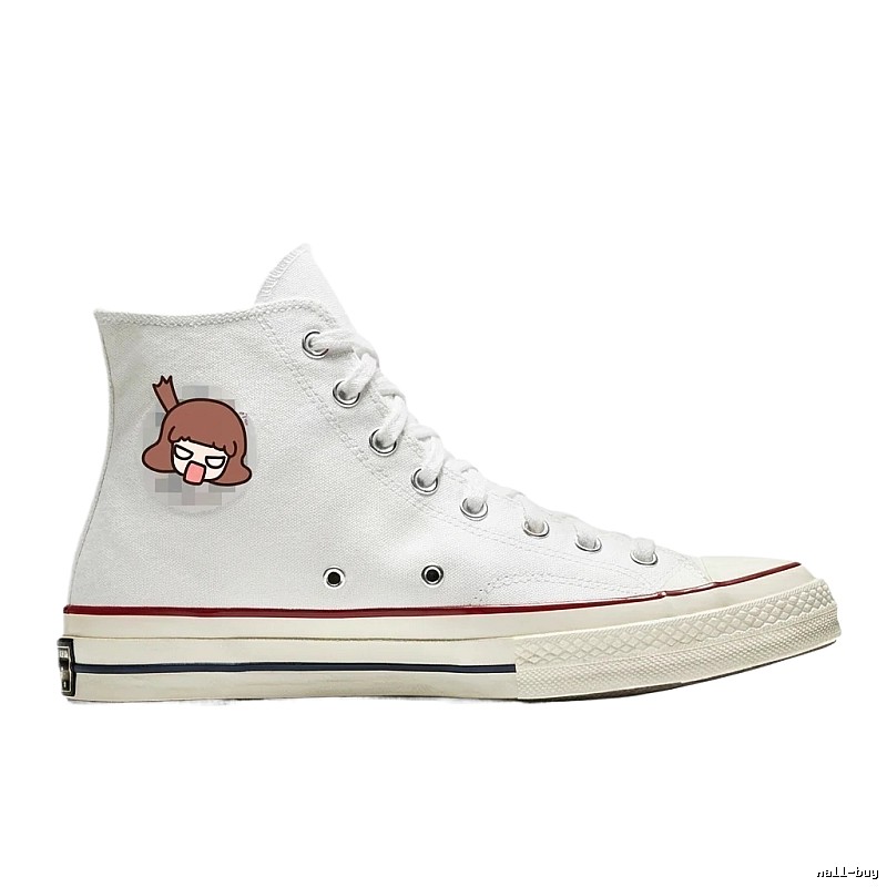 Converse high-top cartoon-style white shoes