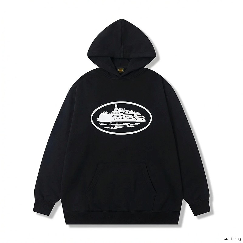 Corteiz black minimalist style hoodie