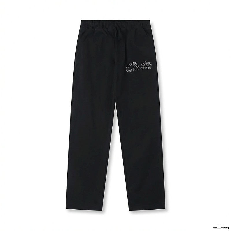 Corteiz minimalist style black long trousers