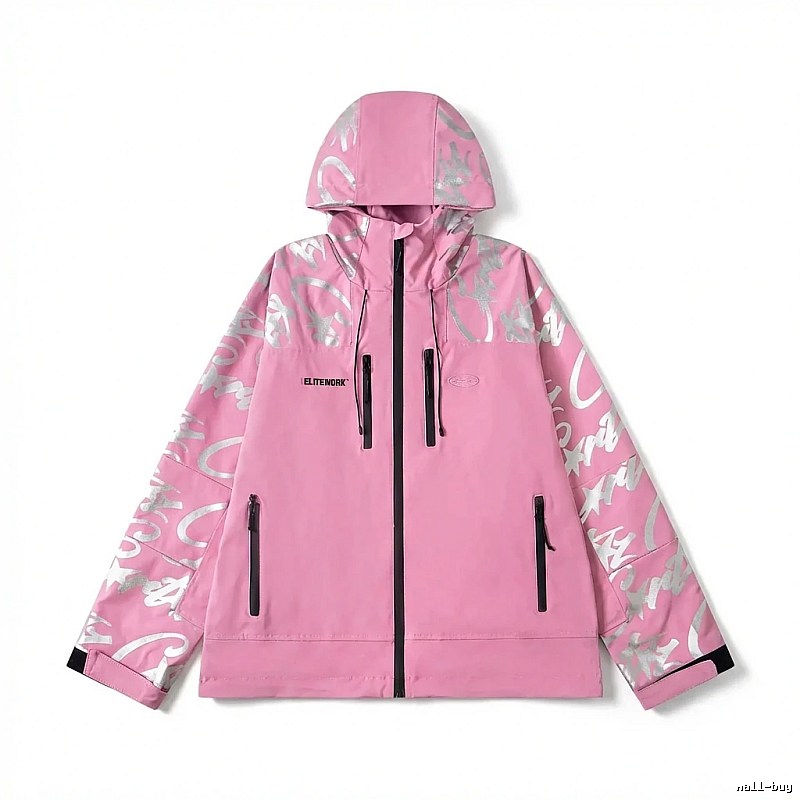 Corteiz Printed Trendy Pink Coat