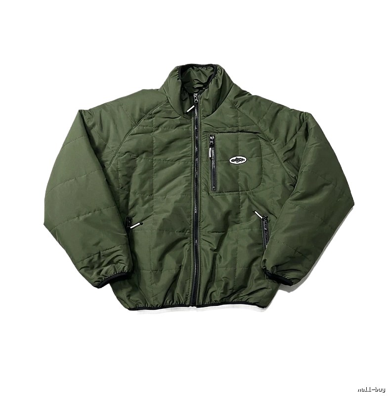 Corteiz Retro Style Olive Green Cotton-padded Coat