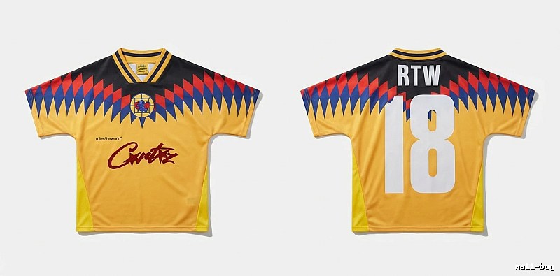 Corteiz RTW series yellow, black and blue color - blocking jersey