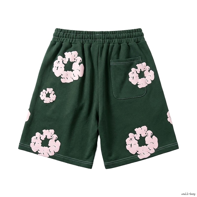 DENIM TEARS Floral Print Dark Green Shorts