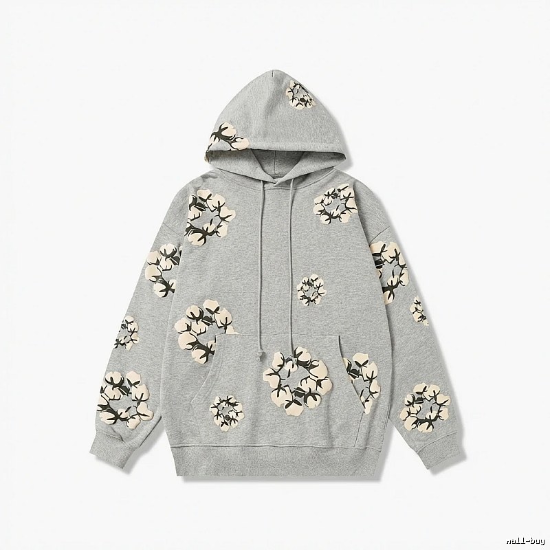 DENIM TEARS Floral Wind Grey Hoodie