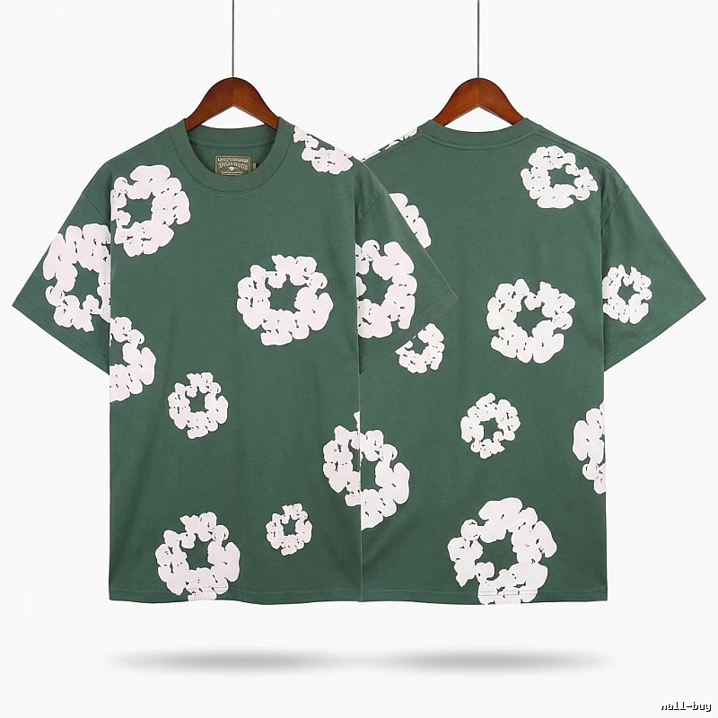 DENIM TEARS retro-style green short-sleeve