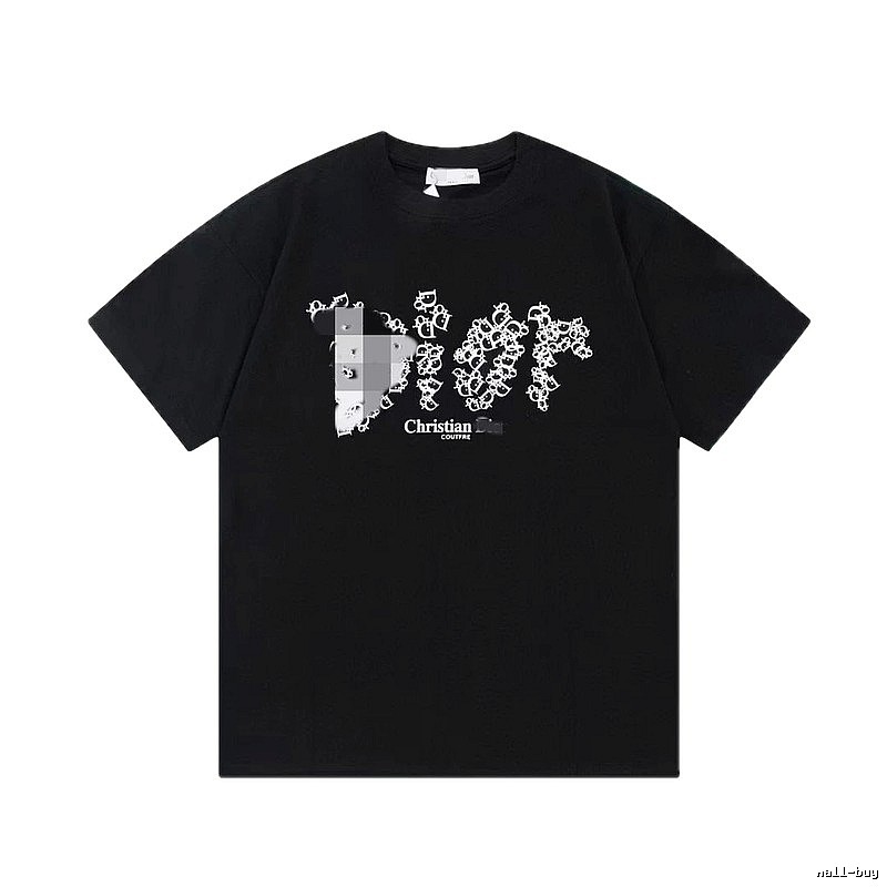 Dior Cool & Trendy Style Printed Black Short-sleeve T-shirt