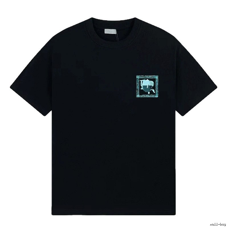 Dior Frame Print Trendy Style Black Short-sleeve T-shirt