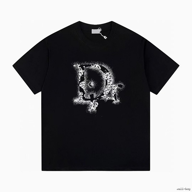 Dior Large D Print Trendy Style Black T-Shirt