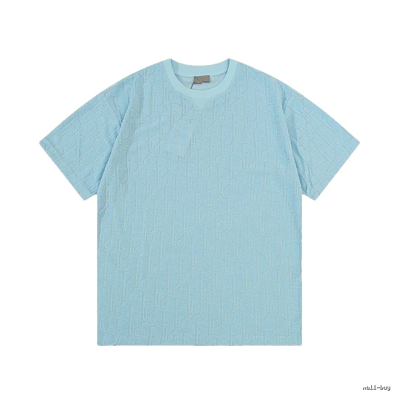 Dior Monogram All-over Print Light Luxury Style Light Blue T-Shirt
