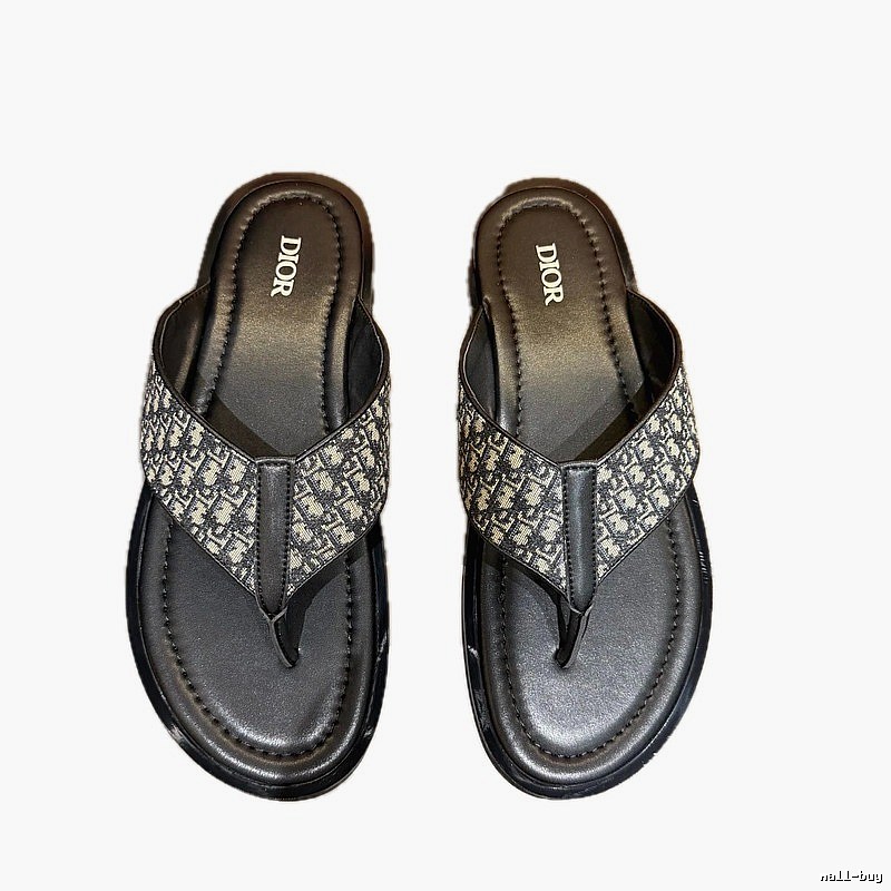 Dior Monogram Casual Style Black Patchwork Flip-Flops