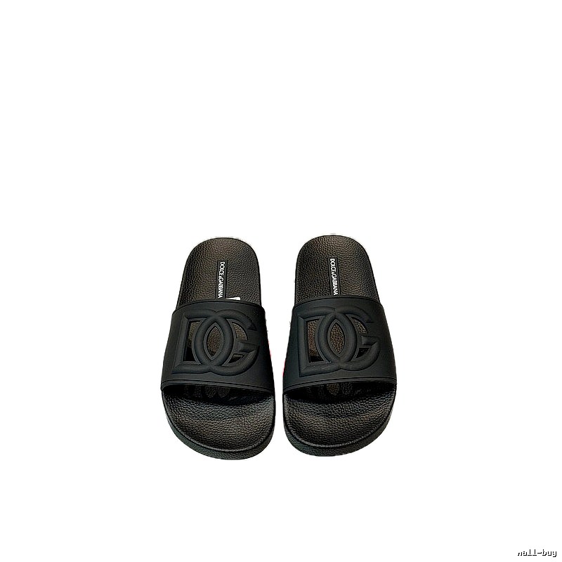 Dolce & Gabbana DG Embossed Casual-style Black Slippers