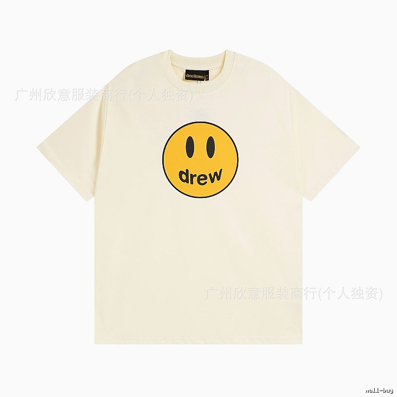DREW Smiley Street Style Off-white Short Sleeve T-Shirt