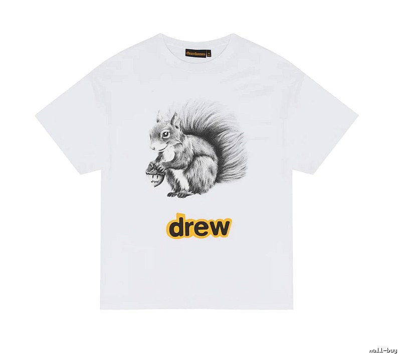 DREW Squirrel Print Street Style White T-Shirt
