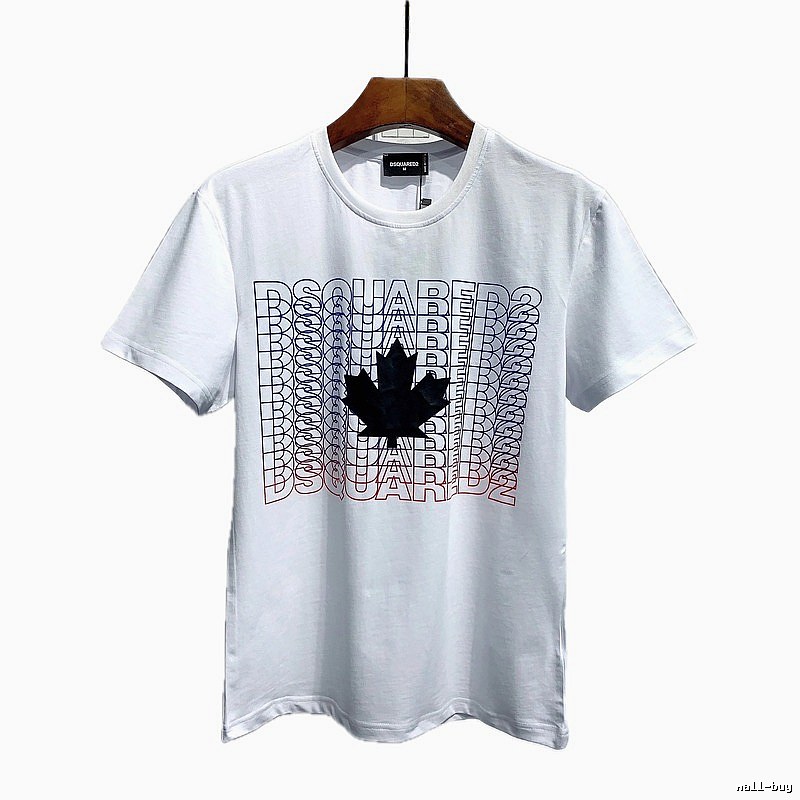 DSQUARED2 Maple Leaf Printed Streetwear White Short-sleeve T-shirt