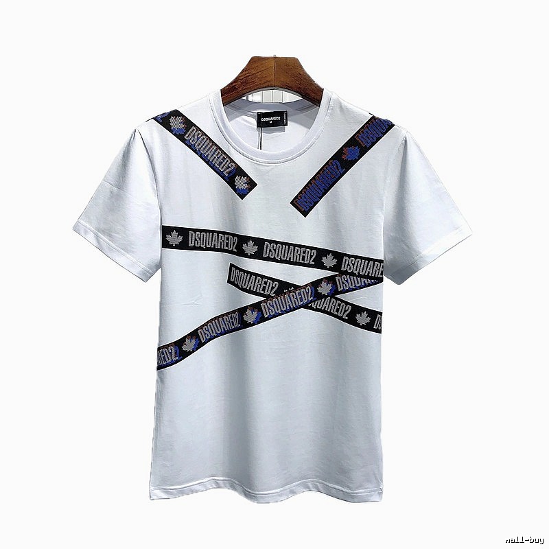 DSQUARED2 Webbing Streetwear Brand White Short-sleeve T-shirt