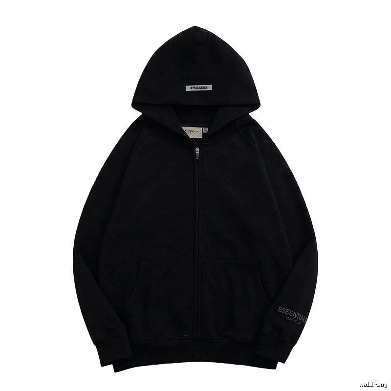 ESSENTIALS minimalist style black hoodie