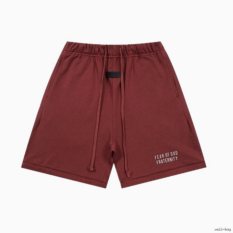 ESSENTIALS minimalist style wine red shorts