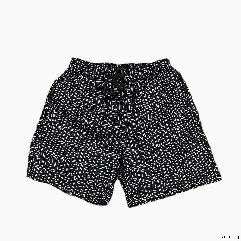 Fendi Double F Collection Vintage Monogram Style Black Shorts