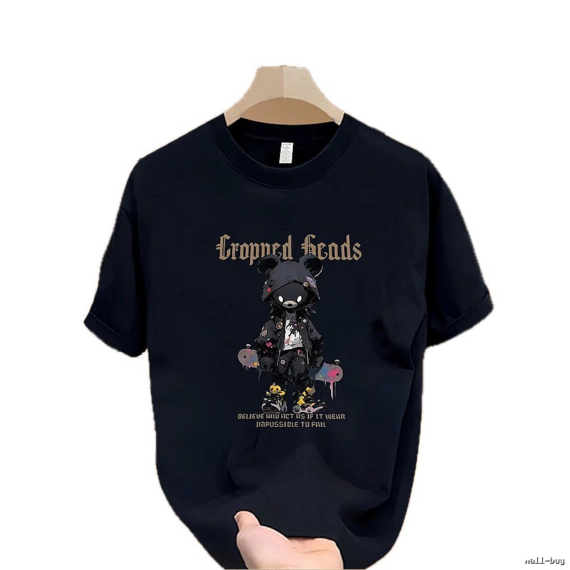 Gloomy Bear Streetwear Street-style Navy Blue Short-sleeve T-shirt