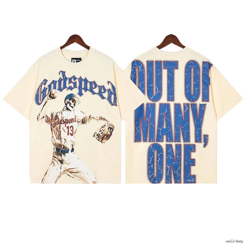 Godspeed Baseball Print Vintage Beige T-shirt