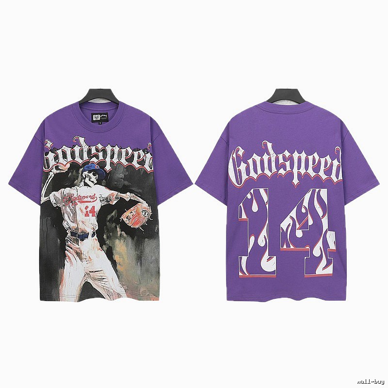 Godspeed Baseball Skull Street Style Purple T-shirt