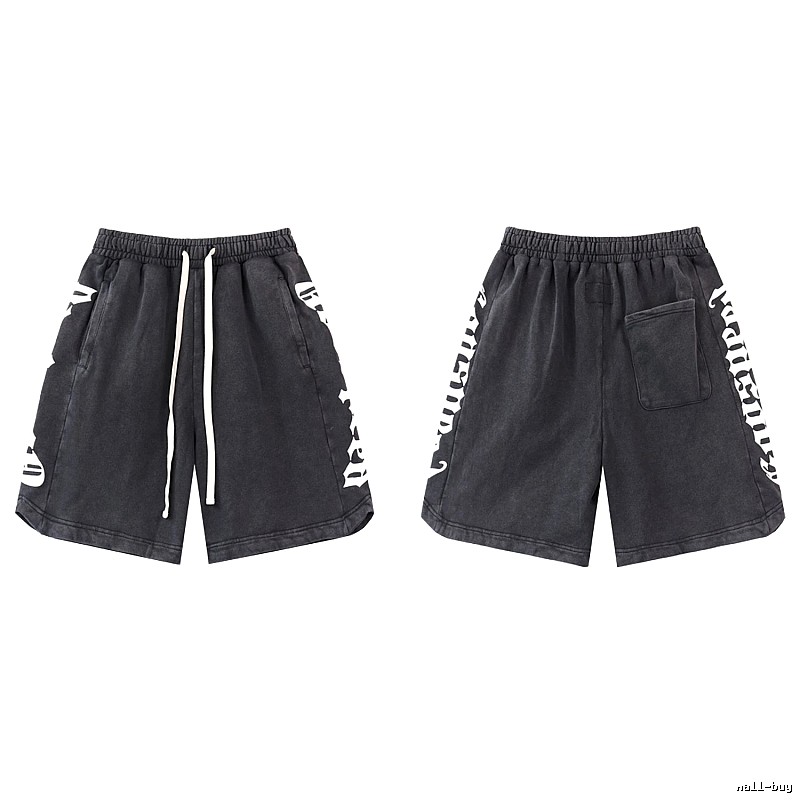 Godspeed Gothic Print Street Style Charcoal Black Shorts