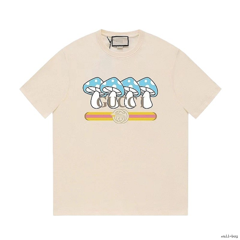 Gucci Mushroom Print Casual Style Off-white T-shirt
