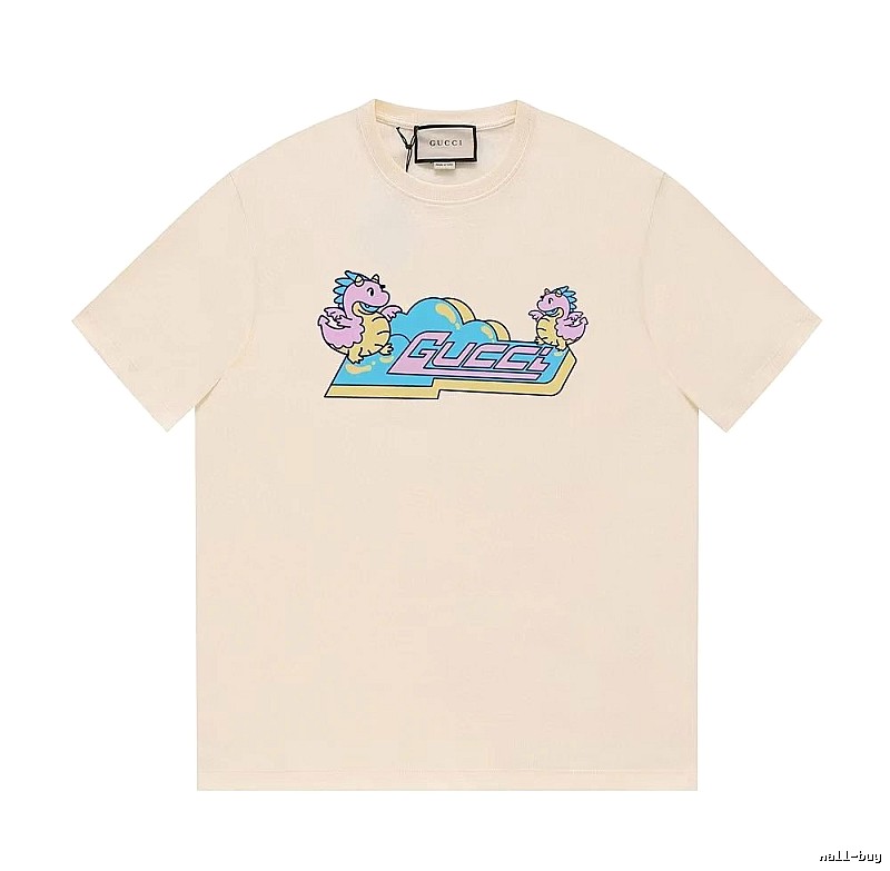 Gucci Year of the Dragon Collection Cartoon Style Off-white Short Sleeve T-shirt