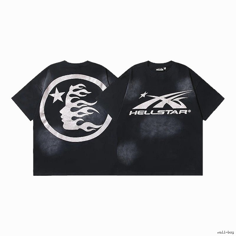 Hellstar Flame Print Street Style Black T-Shirt