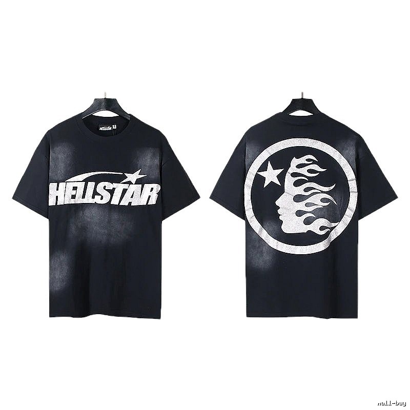 Hellstar Flame Print Street Style Black T-Shirt