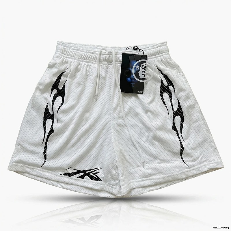 Hellstar Flame Trend Brand White Shorts