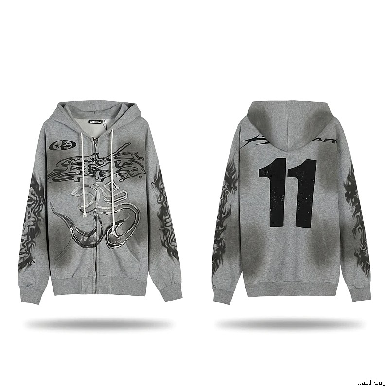 Hellstar Flame Wind Gray Sweatshirt