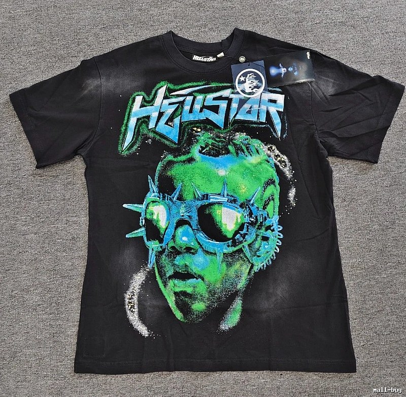 Hellstar Portrait Print Street Style Black T-shirt