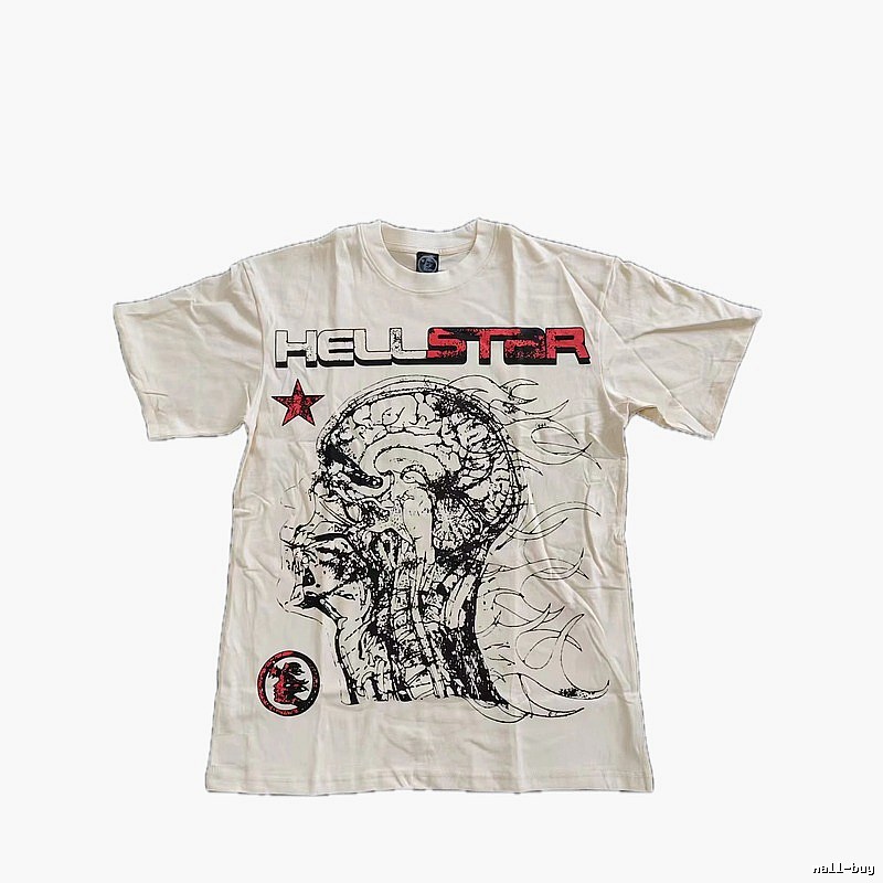 Hellstar Skeleton Print Street-style Off-white T-shirt