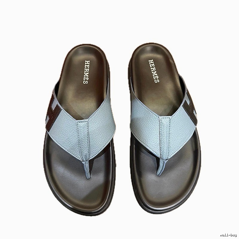 Hermès Classic Casual Style Grey-blue Flip-flops