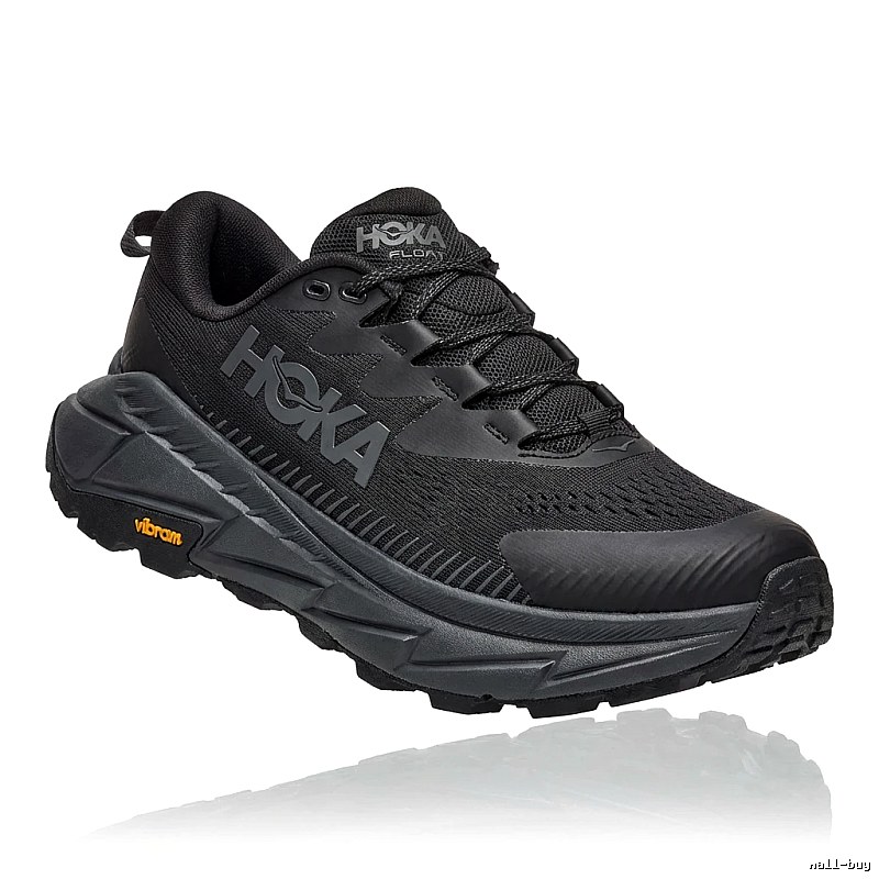 HOKA off-road style black and gray sports shoes