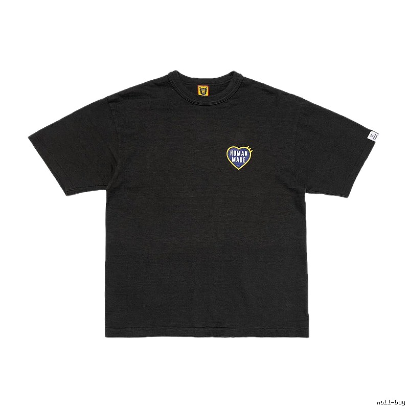 HUMAN MADE Heart Embroidered Japanese Streetwear Black T-Shirt