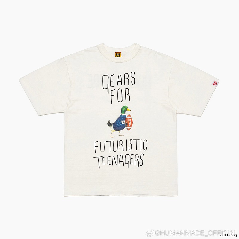 HUMAN MADE Japanese Streetwear Green Duck Printed Off-white T-shirt