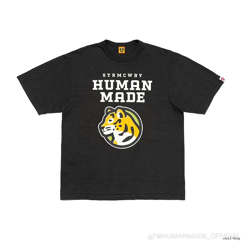 HUMAN MADE Tiger Head Print Vintage Style Black T-Shirt