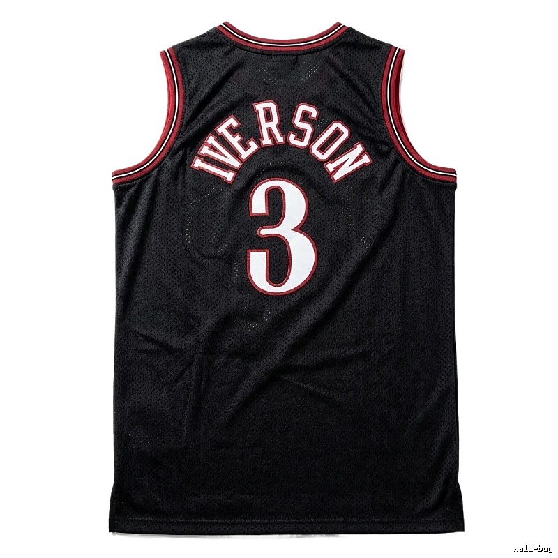 Iverson series black and red basketball uniforms.