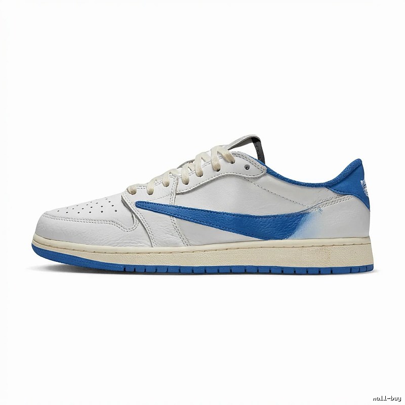 Jordan AJ1 Trendy Style White and Blue Shoes