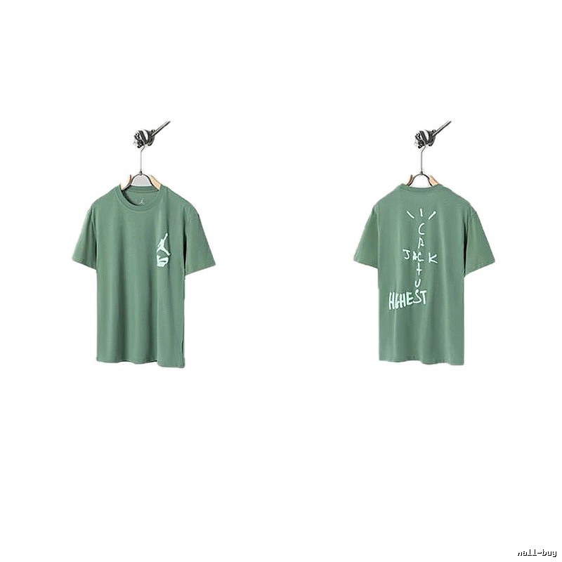 Jordan x Travis Scott Co-branded Street Style Pea Green T-Shirt