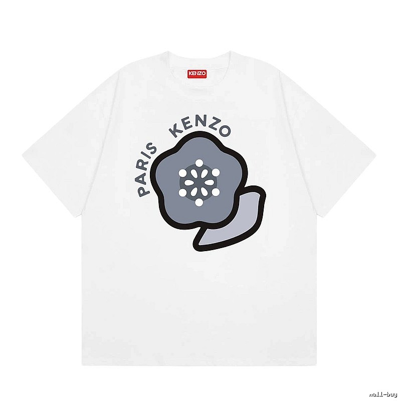 KENZO Begonia Print Casual Style White T-Shirt