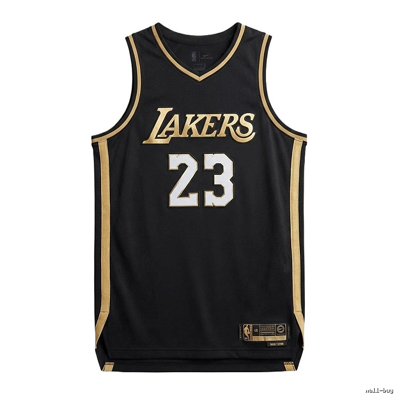 LBJ Lakers black and gold basketball uniform