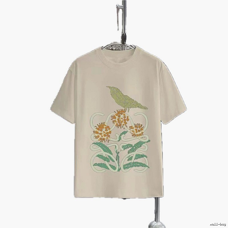 LOEWE Bird and Flower Print Casual Off-white T-shirt