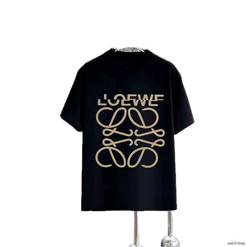 LOEWE Logo Print Trendy Black Short-Sleeve T-Shirt
