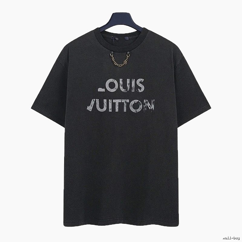 Louis Vuitton Distressed Print Cool Trendy Black T-Shirt