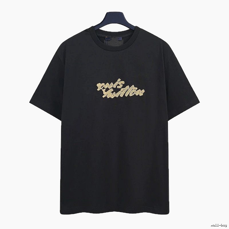 Louis Vuitton Embroidered Trendy Style Black Short-sleeve T-shirt