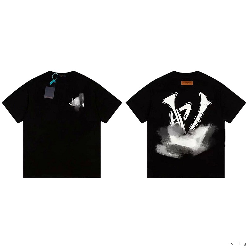 Louis Vuitton Ink-Wash Print Cool & Trendy Style Black T-Shirt