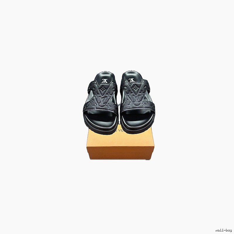 Louis Vuitton LV Monogram Light Luxury Style Black Slippers